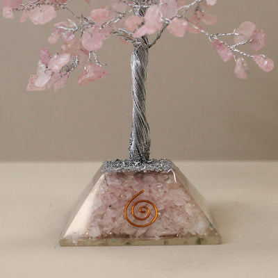 Alberello di Cristallo con Base Orgonite - Quarzo Rosa