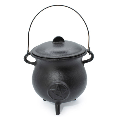 Potente calderone in ghisa con pentagramma 23x18 cm, 4500 g