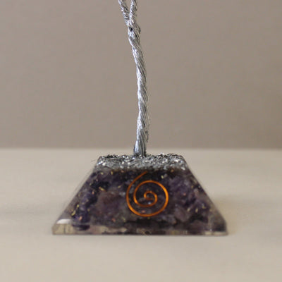 Alberello di cristallo di ametista con base in orgonite
