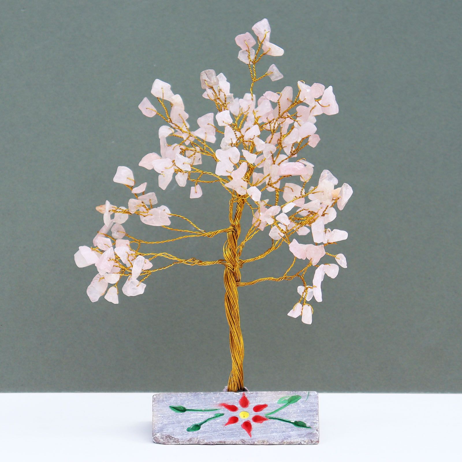 Albero di Quarzo Rosa con 160 Pietre