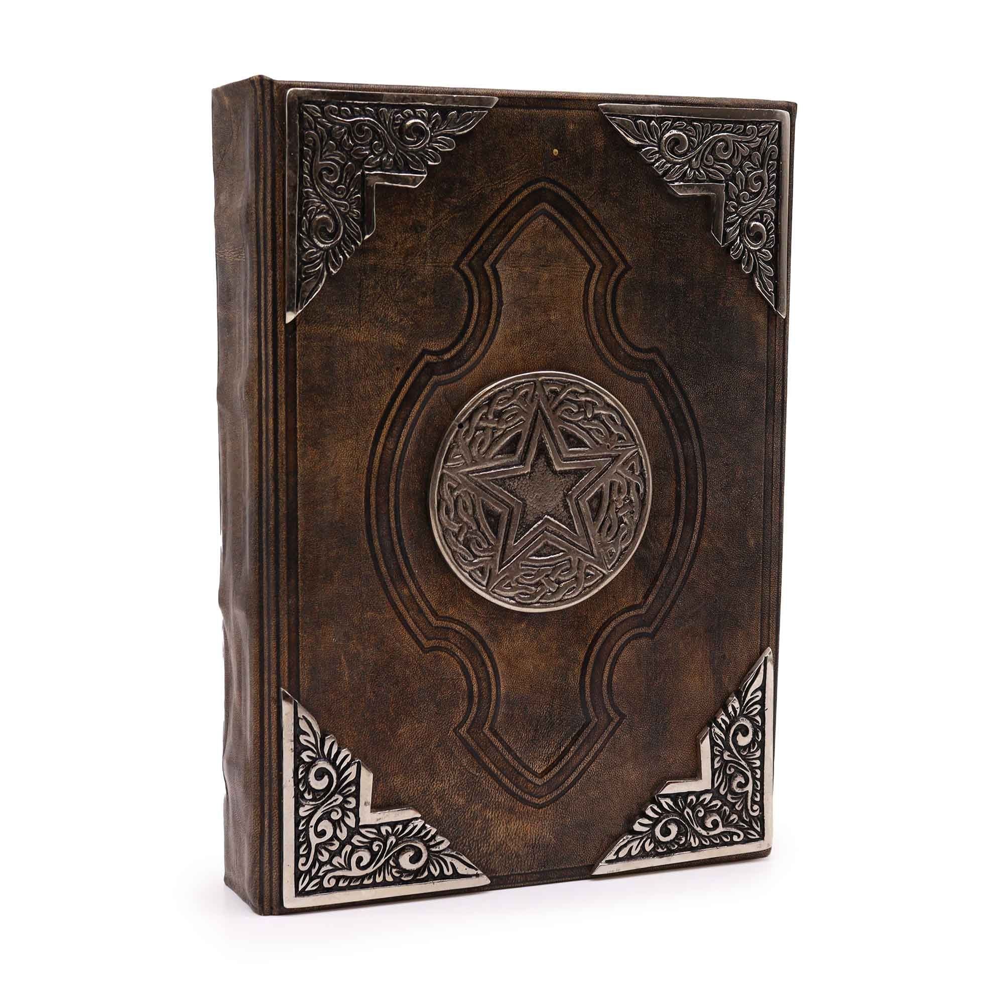 Libro Hefty Brown Tan - Elegante Taccuino con Pentagono in Zinco, 200 Pagine dai Bordi Irregolari, Copertina in Pelle, 26x18 cm