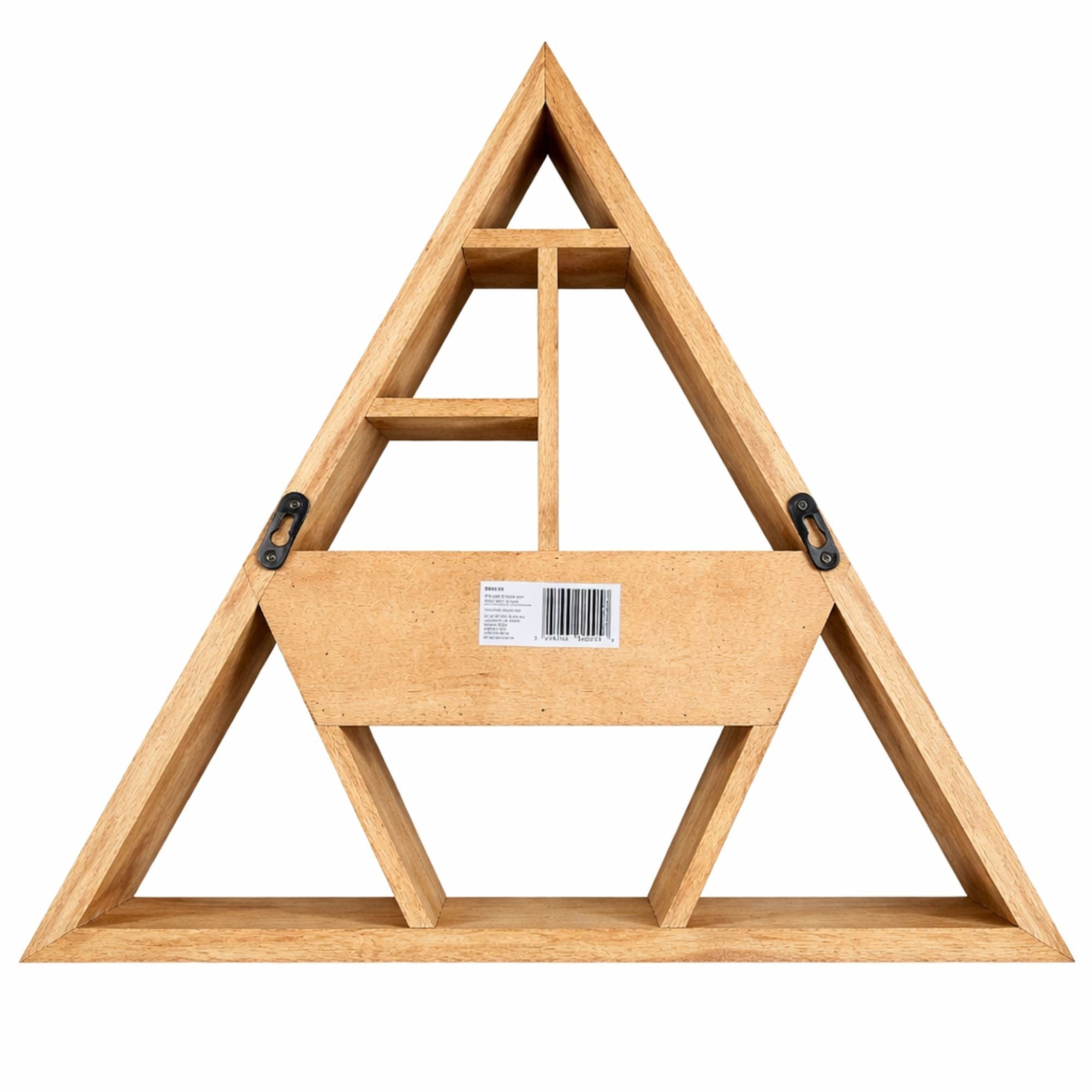 Mensola magica triangolare da parete con cassetto - mango artigianale, design fasi lunari, 53x53x9 cm