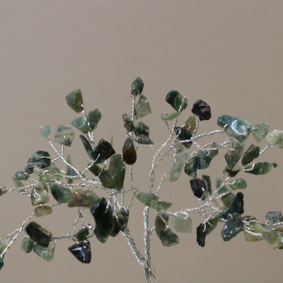 Albero della fortuna con base in orgonite e 80 pietre di agata muschiata