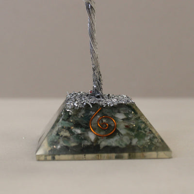 Albero della fortuna con base in orgonite e 80 pietre di agata muschiata