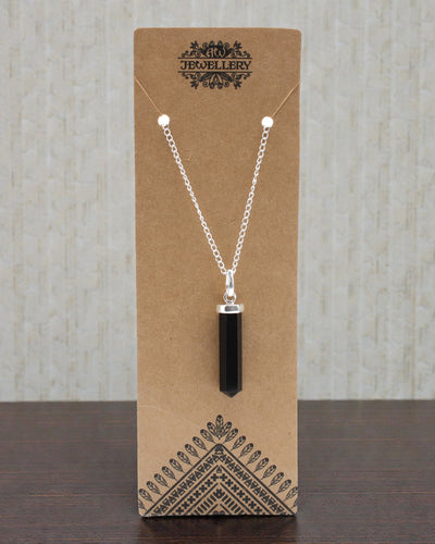 Punta di ossidiana – Pendente classico a punta in agata nera