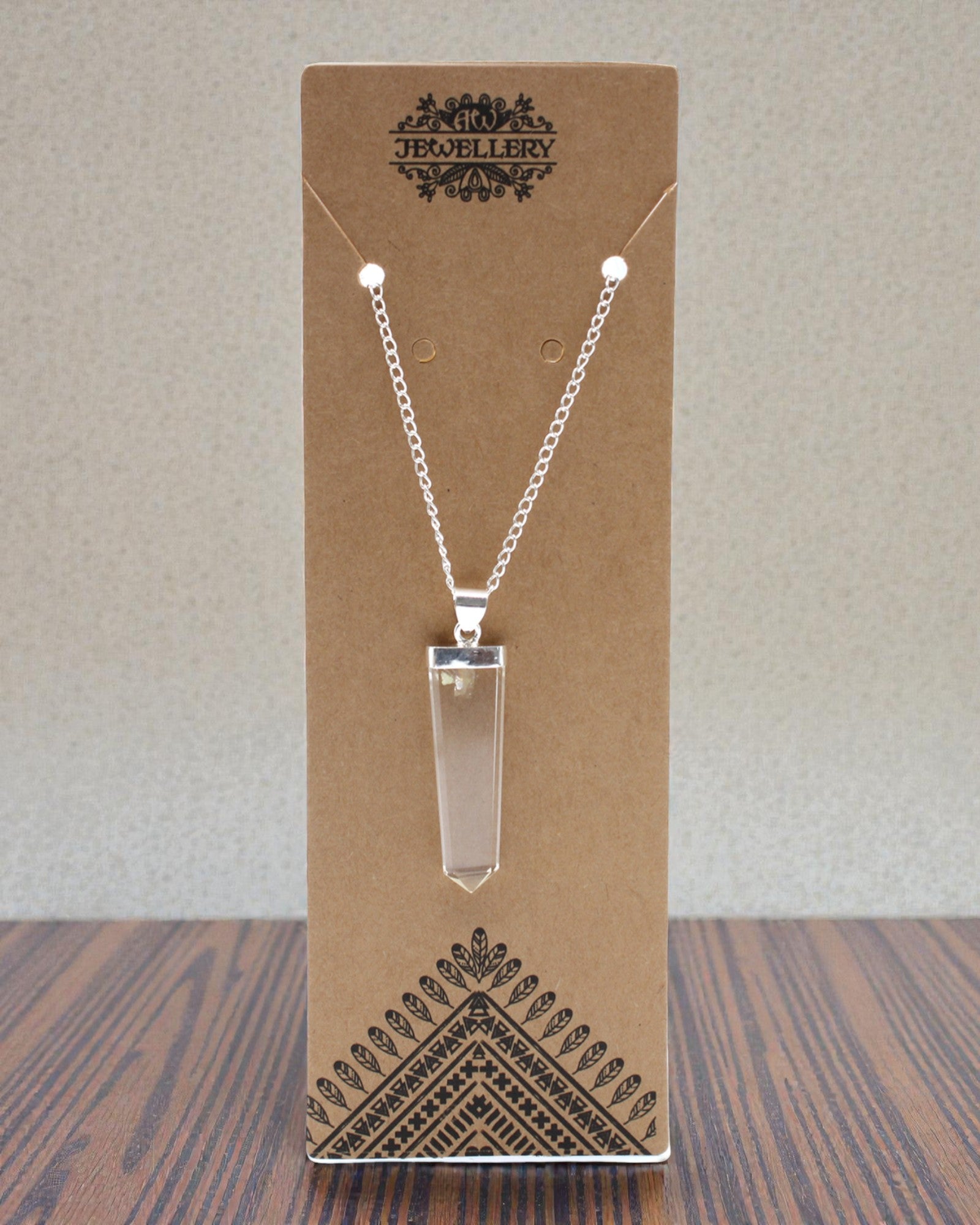 Crystal Ray – Pendente piatto in cristallo di rocca con taglio a cristallo