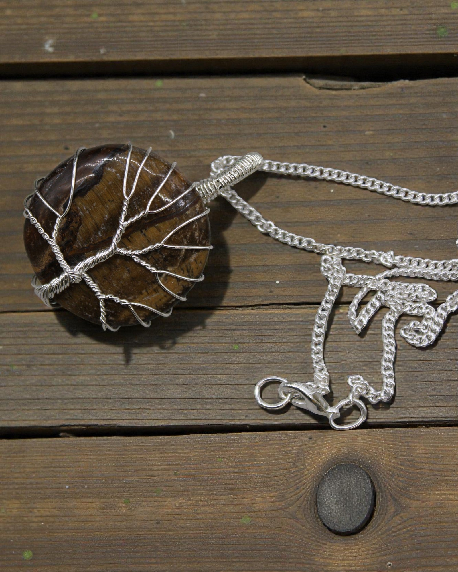 Collana con gemma Albero della vita - Occhio di tigre