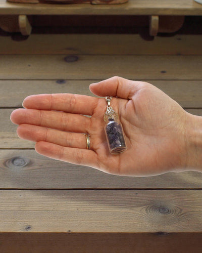 Collana con gemme in bottiglia - Ametista