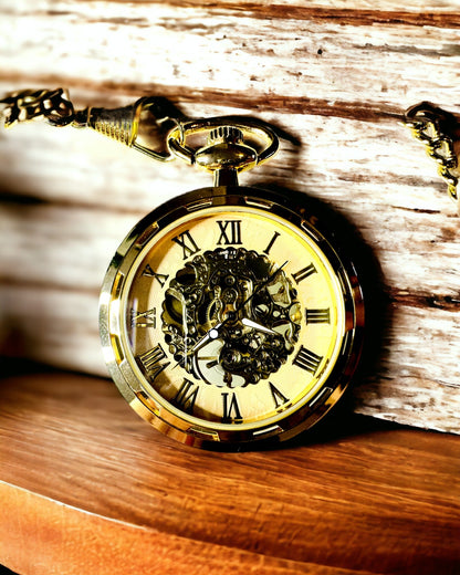 Orologio da Tasca Retrò – Lusso Meccanico in Stile Vintage colore oro, personalizzazione con incisione
