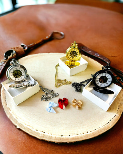 Orologio da Tasca Meccanico Classico con Doppio Coperchio, Manuale, Colore Oro, con Incisione