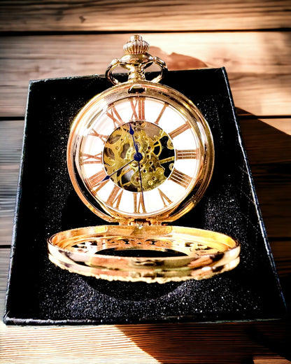 Orologio da Tasca in Stile Vintage con Quadrante Trasparente e Meccanismo Scheletrato