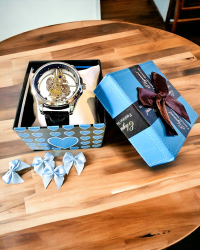 Orologio da Uomo al Quarzo con Quadrante Trasparente - Eleganza Classica in una Versione Moderna cinturino nero. Personalizzazione con incisione