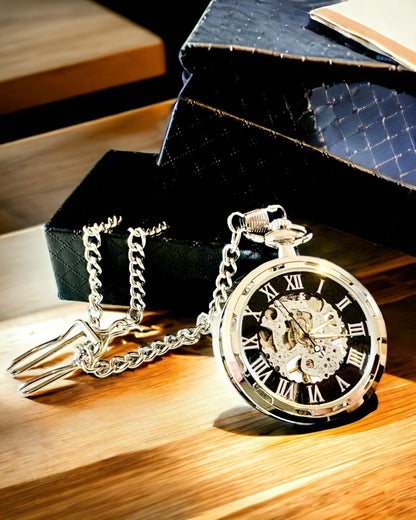 Orologio da Tasca Meccanico Esclusivo in Stile Retrò, Impermeabile - Eleganza per Ogni Occasione, con incisione