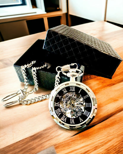 Orologio da Tasca Meccanico Esclusivo in Stile Retrò, Impermeabile - Eleganza per Ogni Occasione, con incisione