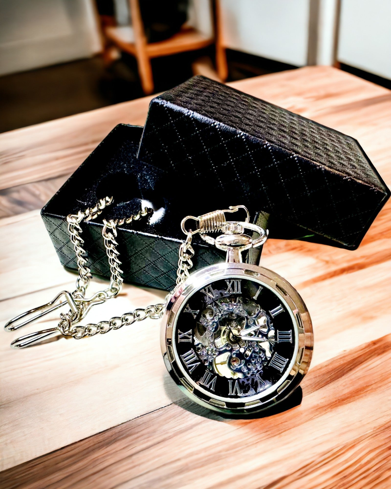 Orologio da Tasca Meccanico Esclusivo in Stile Retrò, Impermeabile - Eleganza per Ogni Occasione, con incisione