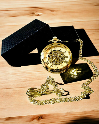 Orologio da Tasca Retrò – Lusso Meccanico in Stile Vintage colore oro, personalizzazione con incisione