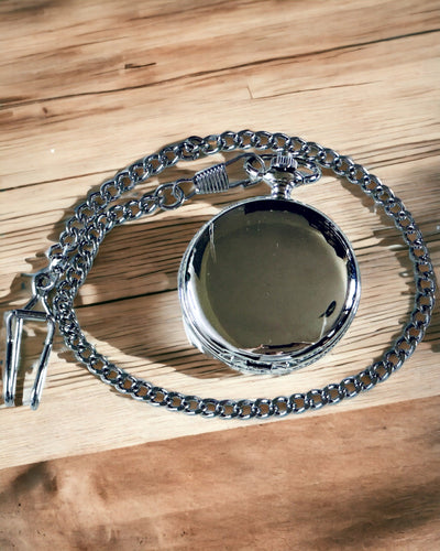 Orologio da Tasca Meccanico Classico con Doppio Coperchio, Manuale, Colore Argento