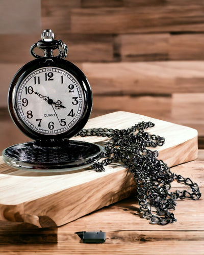 Orologio da tasca nero "Klasyczny Elegans" con possibilità di incisione