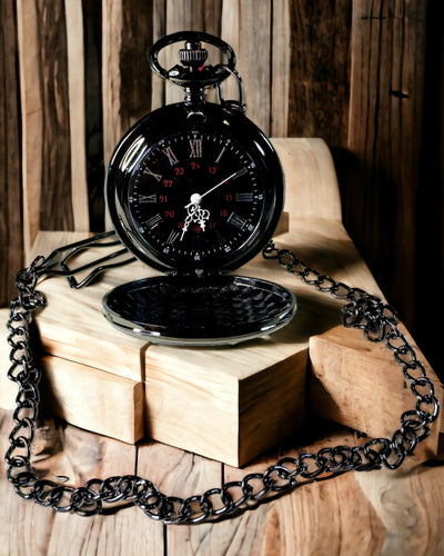 Orologio da tasca nero "Eleganza del Tempo" con opzione di personalizzazione