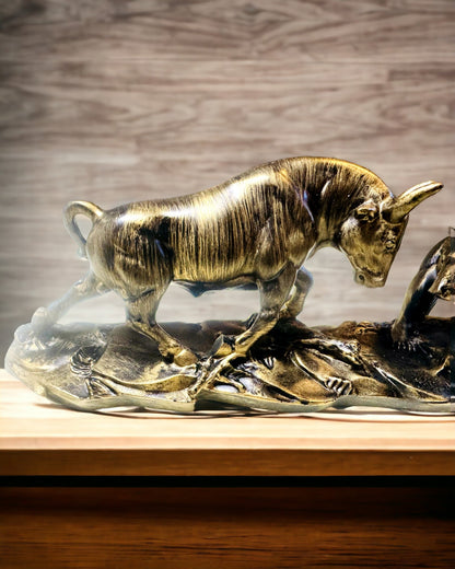 Scultura "Due rivali" - Toro e Orso - Simbolismo del Mercato Finanziario, Possibilità di Incisione - colore Rame