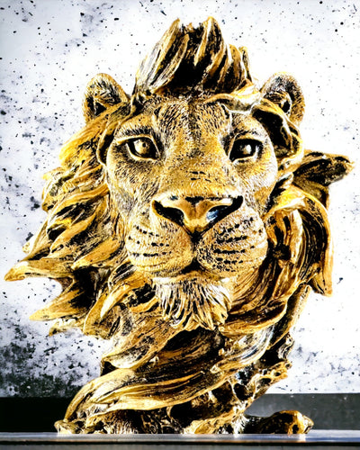 Leone Reale - Figura Decorativa Maestosa con Possibilità di Incisione, 2 varianti di colore a scelta, per regalo