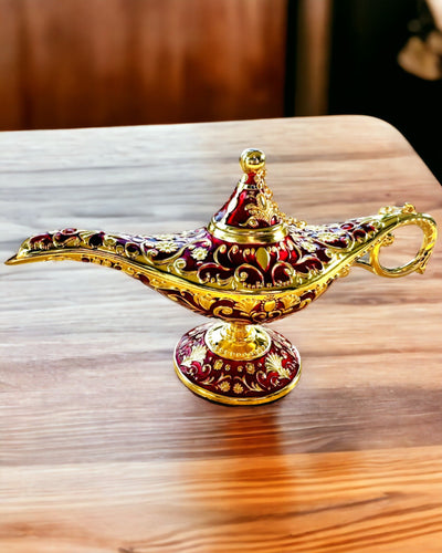 Lampada Magica di Aladino con Opzione di Incisione - Variante Bordeaux, intrecciata con oro