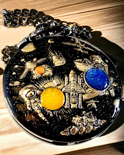 Orologio da tasca "Astrum Temporis" - Cornice nera. Possibilità di personalizzazione con incisione