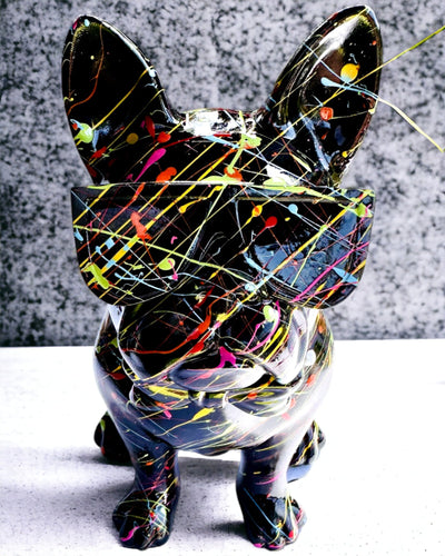 Kolorowy Psiak Artystyczny - Bulldog francese dipinto a mano, personalizzazione con incisione, ideale come regalo