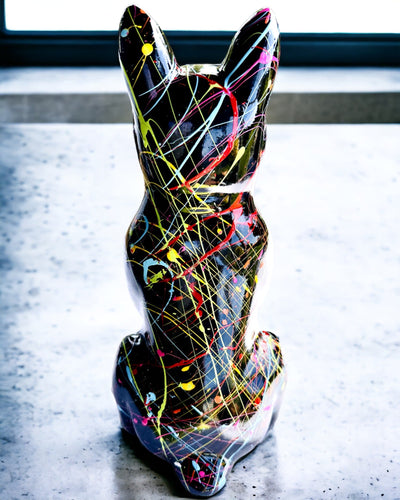 Kolorowy Psiak Artystyczny - Bulldog francese dipinto a mano, personalizzazione con incisione, ideale come regalo