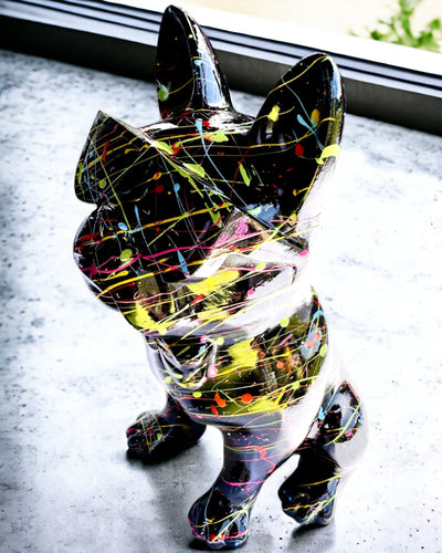 Kolorowy Psiak Artystyczny - Bulldog francese dipinto a mano, personalizzazione con incisione, ideale come regalo