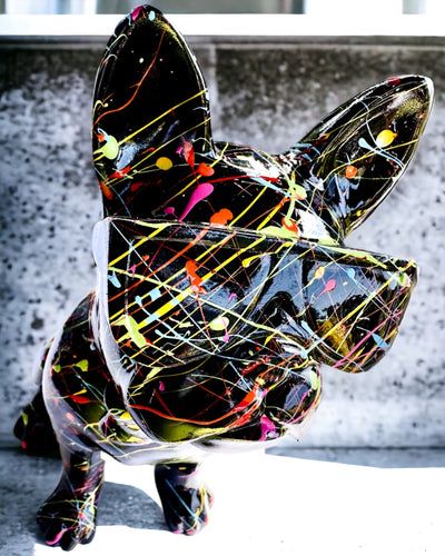 Kolorowy Psiak Artystyczny - Bulldog francese dipinto a mano, personalizzazione con incisione, ideale come regalo