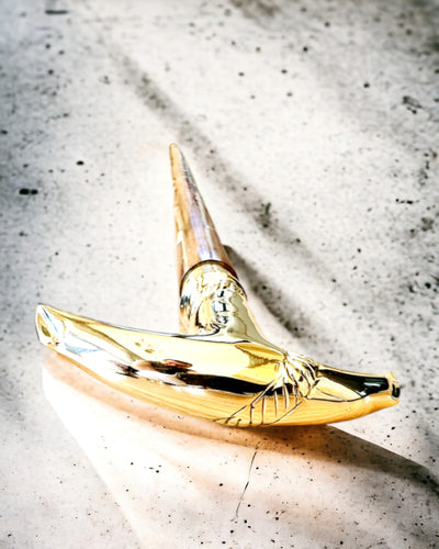 Bastone da Passeggio Intagliato a Mano, per camminare "Viandante Reale" in colore marrone con decorazioni dorate