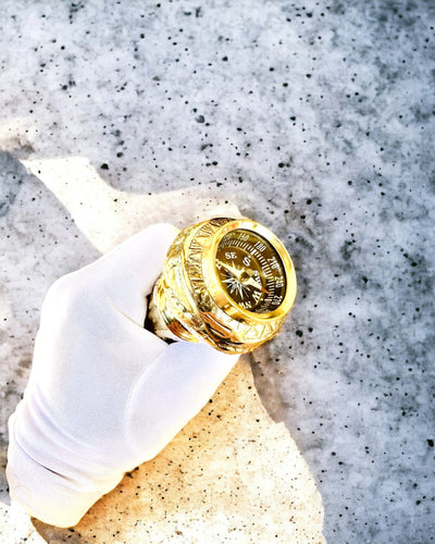 Kompasso Brown - Bastone da passeggio - Legno Intagliato a Mano - Edizione Esclusiva con Possibilità di Incisione