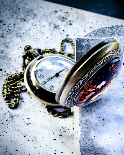 Orologio da tasca "Dragon's Twilight" personalizzazione con incisione