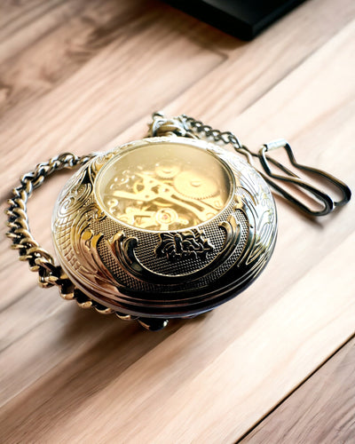 Orologio da Tasca "Equus Tempus" - Nero con Motivo Cavallo, possibilità di personalizzazione con incisione - quadrante bianco