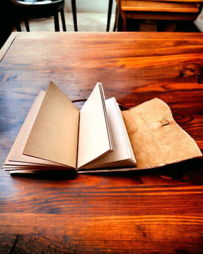 Taccuino Premium "RetroNotes" – Elegante taccuino in Vera Pelle - 200 pagine, 120g, taccuino, album da disegno, colore marrone, personalizzazione con incisione