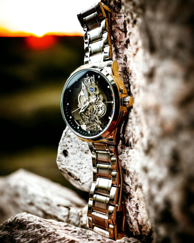 Orologio da uomo elegante KIMSDUN Prestige Meccanismo Trasparente ed Eleganza Sportiva, possibilità di personalizzazione con incisione