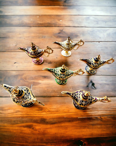 Piccola Lampada Magica di Aladino da 4 cm, portachiavi, 6 varianti di colore - Ricordi Incantati, personalizzazione con incisione