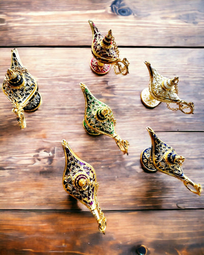 Piccola Lampada Magica di Aladino da 4 cm, portachiavi, 6 varianti di colore - Ricordi Incantati, personalizzazione con incisione