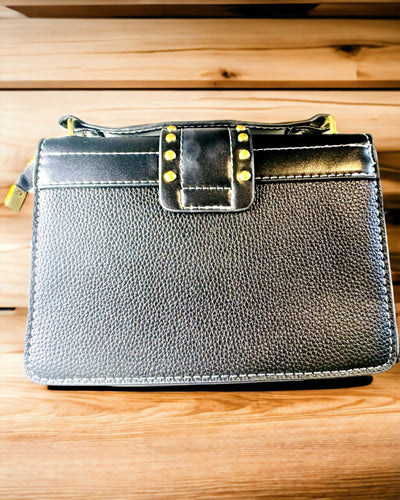 Borsa a Tracolla Quadrata alla Moda con Accento Leone - colore nero