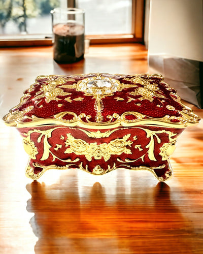 Scatola, Organizzatore per Gioielli in Stile Vintage – Scatoletta del Tesoro in Metallo con Elementi Decorativi