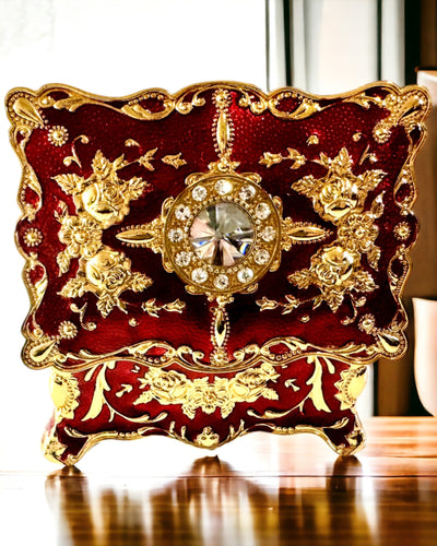 Scatola, Organizzatore per Gioielli in Stile Vintage – Scatoletta del Tesoro in Metallo con Elementi Decorativi