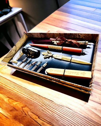 Set Calligrafico Esclusivo, penna stilografica a immersione e set di inchiostri, personalizzazione con incisione