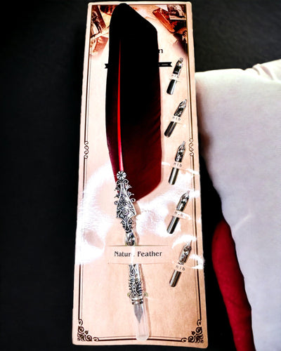 Penna per Calligrafia Vintage con Piuma d'Oca Naturale – Regalo Ideale per la Festa della Mamma o per l'Insegnante. Incisione