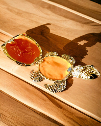 Szkatułka "Żółwiowa Rodzinka" - colore arancione, personalizzazione con incisione