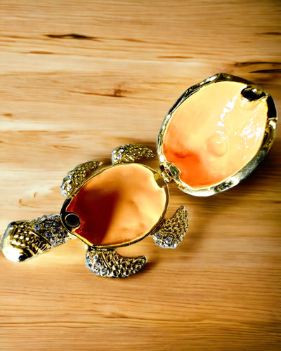 Szkatułka "Żółwiowa Rodzinka" - colore arancione, personalizzazione con incisione