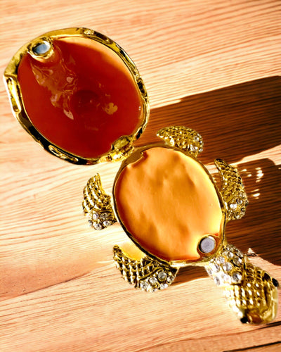 Szkatułka "Żółwiowa Rodzinka" - colore arancione, personalizzazione con incisione