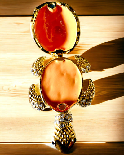 Szkatułka "Żółwiowa Rodzinka" - colore arancione, personalizzazione con incisione