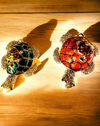 Szkatułka "Żółwiowa Rodzinka" - colore arancione, personalizzazione con incisione