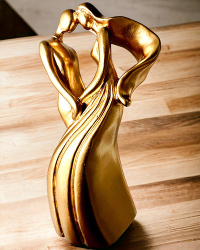 Scultura dell'Amore - "Passione Eterna" - Piccola Statua Decorativa di colore oro con Opzione di Incisione